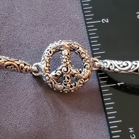 925 Sterling Silver Peace Bracelet - Picture 2 of 9
